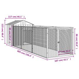 Cușcă câine cu acoperiș antracit 117x405x123 cm oțel galvanizat, 8 image