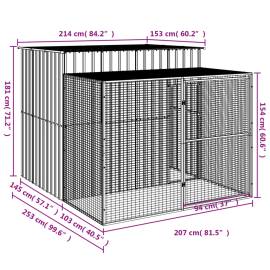 Cușcă de câine & țarc gri deschis 214x253x181cm oțel galvanizat, 8 image