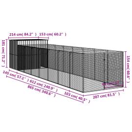 Cușcă de câine & țarc gri deschis 214x865x181cm oțel galvanizat, 9 image