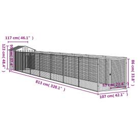 Cușcă câine cu acoperiș antracit 117x813x123 cm oțel galvanizat, 9 image