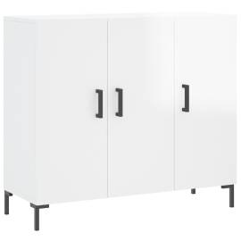 Servantă, alb extralucios, 90x34x80 cm, lemn compozit, 2 image