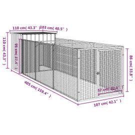 Cușcă câine cu țarc antracit 110x405x110 cm oțel galvanizat, 8 image