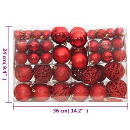 Set globuri de crăciun 111 buc., roșu, polistiren, 11 image