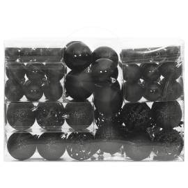 Set globuri de crăciun 111 buc., negru, polistiren