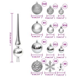 Set globuri de crăciun 111 buc., argintiu, polistiren, 10 image