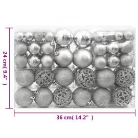 Set globuri de crăciun 111 buc., argintiu, polistiren, 11 image