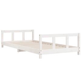 Cadru de pat pentru copii, alb, 90x200 cm, lemn masiv de pin, 6 image