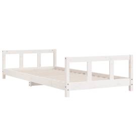 Cadru de pat pentru copii, alb, 90x200 cm, lemn masiv de pin, 3 image