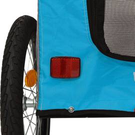 Remorcă bicicletă pentru câini albastru&gri textil oxford&fier, 9 image