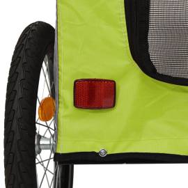 Remorcă de bicicletă pentru câini verde&gri, textil oxford&fier, 9 image