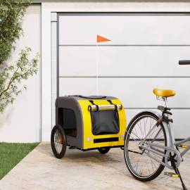 Remorcă bicicletă pentru câini galben&gri țesătură oxford&fier