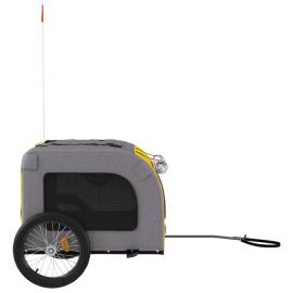 Remorcă bicicletă pentru câini galben&gri țesătură oxford&fier, 6 image