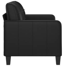 Canapea cu 2 locuri, negru, 120 cm, piele ecologică, 4 image