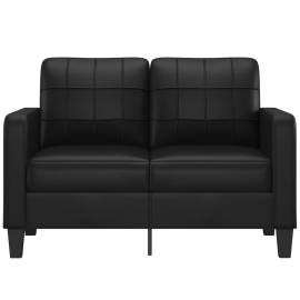 Canapea cu 2 locuri, negru, 120 cm, piele ecologică, 3 image