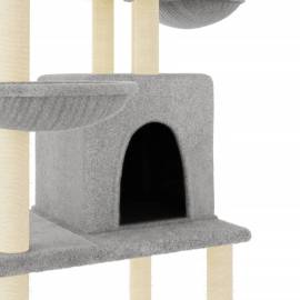 Ansamblu de pisici, stâlpi din funie sisal, gri deschis, 180 cm, 6 image