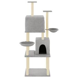 Ansamblu de pisici, stâlpi din funie sisal, gri deschis, 180 cm, 3 image
