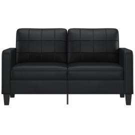 Canapea cu 2 locuri, negru, 140 cm, piele ecologică, 3 image