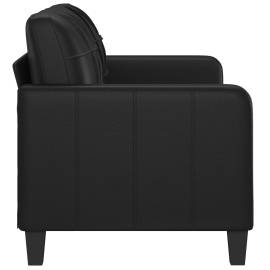 Canapea cu 2 locuri, negru, 140 cm, piele ecologică, 4 image
