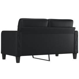 Canapea cu 2 locuri, negru, 140 cm, piele ecologică, 5 image