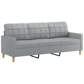 Canapea cu 3 locuri, gri deschis, material 180cm textil, 2 image