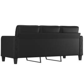 Canapea cu 3 locuri, negru, 180 cm, piele ecologică, 5 image