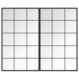 Oglinzi de perete, 2 buc., negru, 100x60 cm, metal, 2 image
