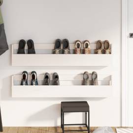 Pantofare de perete, 2 buc., alb, 110x9x23 cm, lemn masiv pin, 3 image