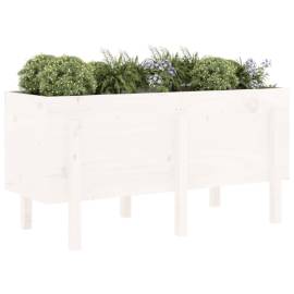 Strat înălțat de grădină, alb, 121x50x57 cm, lemn masiv de pin, 3 image