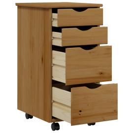 Dulap rulant cu sertare „moss”, maro miere, lemn masiv de pin, 3 image