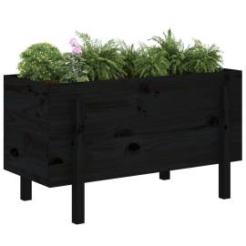 Strat înălțat de grădină, negru, 101x50x57 cm, lemn masiv pin, 3 image