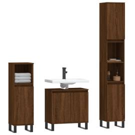 Set dulapuri de baie, 3 piese, stejar maro, lemn prelucrat, 3 image