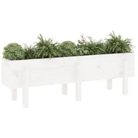 Strat înălțat de grădină, alb, 121x30x38 cm, lemn masiv de pin, 3 image