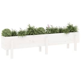 Strat înălțat de grădină, alb, 160x30x38 cm, lemn masiv de pin, 3 image