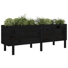 Strat înălțat de grădină, negru, 160x50x57 cm, lemn masiv pin, 3 image