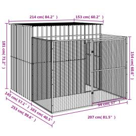 Cușcă de câine cu țarc antracit 214x253x181 cm oțel galvanizat, 5 image