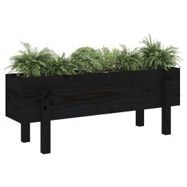 Strat înălțat de grădină, negru, 101x30x38 cm, lemn masiv pin, 3 image
