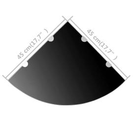 Rafturi de colț cu suporturi crom 2 buc. negru 45x45 cm sticlă, 6 image
