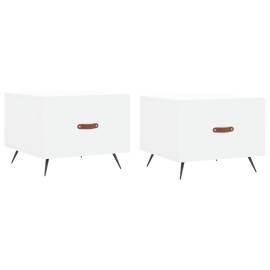 Măsuțe de cafea, 2 buc., alb, 50x50x40 cm, lemn compozit, 2 image