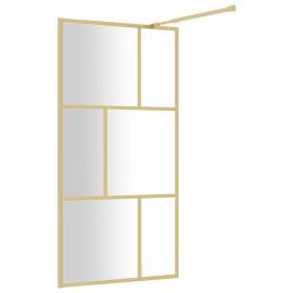 Paravan duș walk-in, auriu, 100x195 cm, sticlă esg transparentă, 5 image