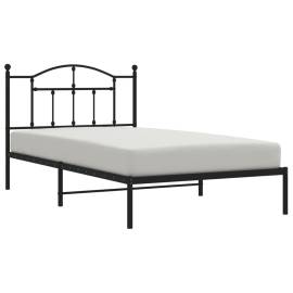 Cadru de pat din metal cu tăblie, negru, 100x200 cm, 3 image