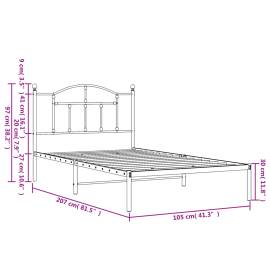 Cadru de pat din metal cu tăblie, negru, 100x200 cm, 9 image