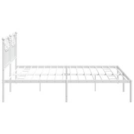 Cadru de pat metalic cu tăblie, alb, 200x200 cm, 6 image