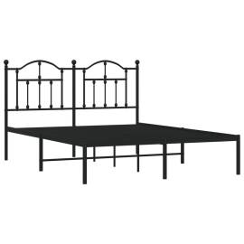 Cadru de pat metalic cu tăblie, negru, 150x200 cm, 4 image