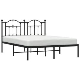 Cadru de pat metalic cu tăblie, negru, 150x200 cm, 3 image
