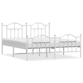 Cadru de pat metalic cu tăblie de cap/picioare, alb, 180x200 cm, 2 image