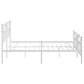 Cadru de pat metalic cu tăblie de cap/picioare, alb, 193x203 cm, 6 image