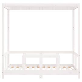 Cadru de pat pentru copii, alb, 70x140 cm, lemn masiv de pin, 4 image