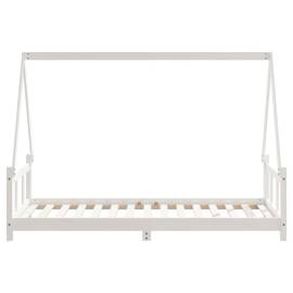 Cadru de pat pentru copii, alb, 90x190 cm, lemn masiv de pin, 5 image