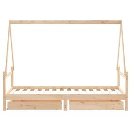 Cadru de pat pentru copii cu sertare, 90x190 cm, lemn masiv pin, 6 image