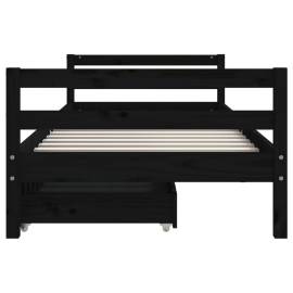 Cadru pat copii cu sertare, negru, 80x200 cm, lemn masiv de pin, 5 image